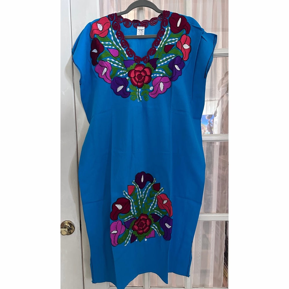 Mexican Embroidered Dress with Floral Design